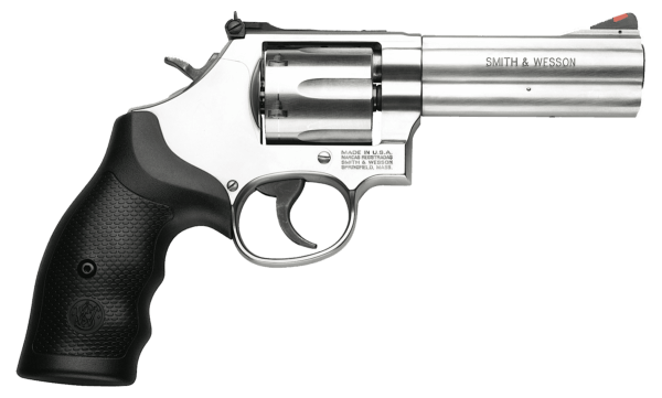 Smith & Wesson 164222 Model 686  357 Mag or 38 S&W Spl +P Stainless Steel 4.12 Barrel  6 Shot  Satin Stainless Steel L-Frame  Red Ramp Front/White Outline Rear Sights Internal Lock”