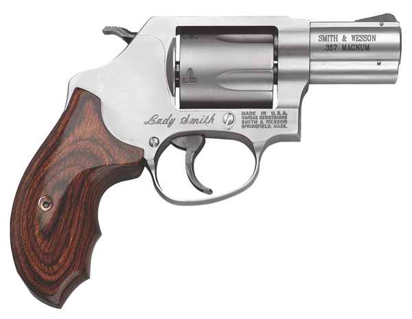 Smith & Wesson 162414 Model 60 Ladysmith 357 Mag or 38 S&W Spl +P 5 Shot 2.12 Stainless Steel Barrel/Cylinder  Satin Stainless Steel J-Frame  Ergonomic Wood Grip For Smaller Hands”