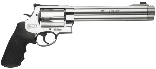 Smith & Wesson 163500 Model 500  500 S&W Mag Stainless Steel 8.38″ Barrel & 5rd Cylinder  Satin  Stainless Steel X-Frame  Fixed Compensator  Internal Lock