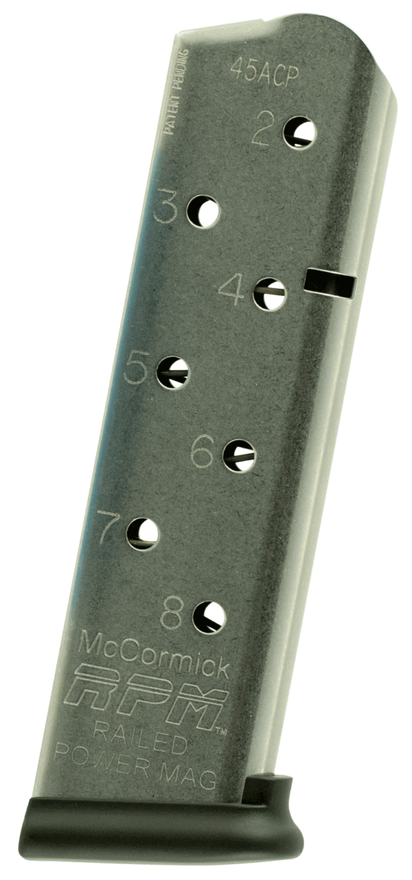 CMC Products 17150 Railed Power Mag Stainless Steel with Black Base Pad Detachable 10rd 45 ACP for 1911 Government