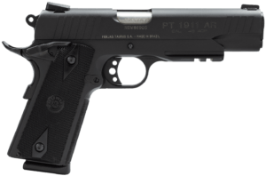 Taurus 1191101B1 1911  45 ACP Caliber with 5″ Barrel  8+1 Capacity  Overall Matte Black Finish Steel  Picatinny Rail/Beavertail Frame  Serrated Slide & Checkered Polymer Grip Includes 2 Mags