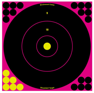 Birchwood Casey 34027 Shoot-N-C Self-Adhesive Paper 12″ Bullseye Black/Pink 5 Pack