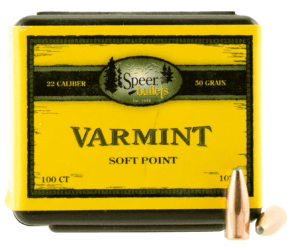 Speer Bullets 1029 Varmint 22 Caliber .224 50 gr Jacketed Soft Point (JSP) 100 Box