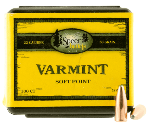 Speer Bullets 1029 Varmint 22 Caliber .224 50 gr Jacketed Soft Point (JSP) 100 Box
