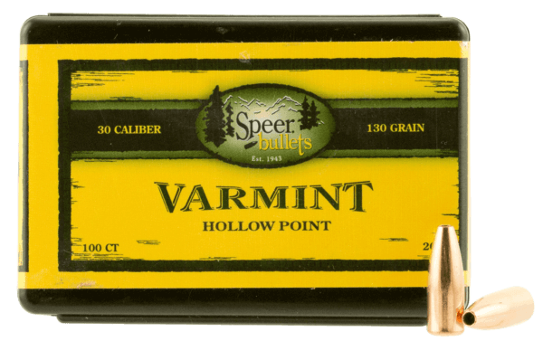 Speer Bullets 2005 Varmint 30 Caliber .308 130 GR Jacketed Hollow Point (JHP) 100 Box