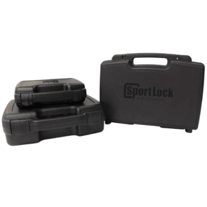 Birchwood Casey 03004 SportLock Single Handgun Case made of Molded Plastic with Black Finish Snaps Foam Padding & is Lockable 7.50″ H x 13.50″ W x 3″ D Interior Dimensions