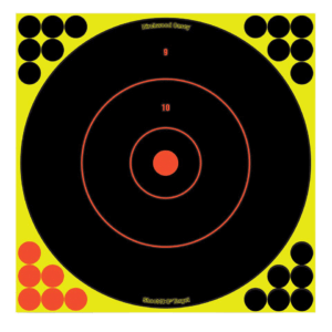 Birchwood Casey 34022 Shoot-N-C Self-Adhesive Paper Muzzleloader/Shotgun Black/Yellow 200+ yds 12″ Bullseye Includes Pasters 12 PK