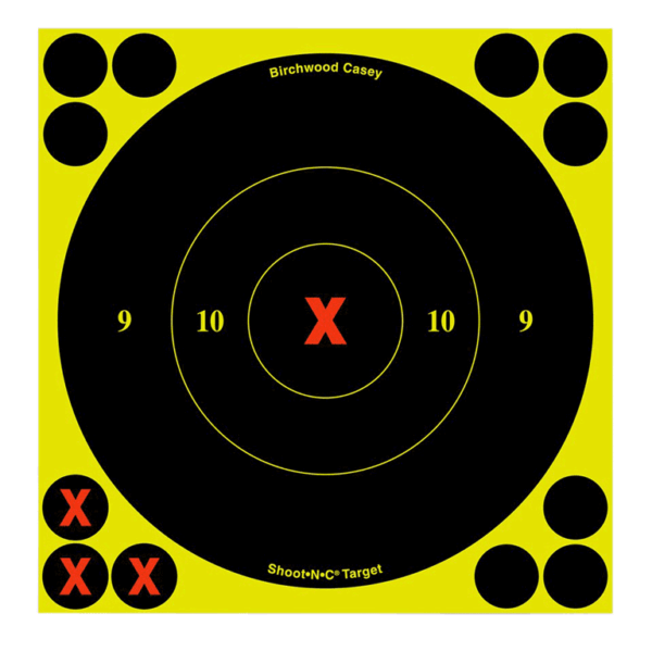 Birchwood Casey 34560 Shoot-N-C Self-Adhesive Paper Air Rifle/Centerfire Rifle/Rimfire Rifle Black/Yellow 6″ X-Bullseye Includes Pasters 60 Per Pkg
