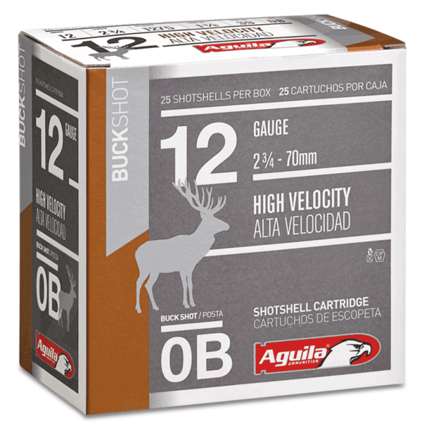 Aguila 1C1200BA Buckshot High Velocity 12 Gauge 2.75″ 1 oz 0 Buck Shot 25rd Box