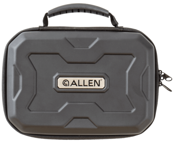 Allen 829 EXO Handgun Case made Polymer with Black Finish Molded Carry Handle Egg Crate Foam & Lockable Zippers 9″ x 6.25″ Interior Dimensions