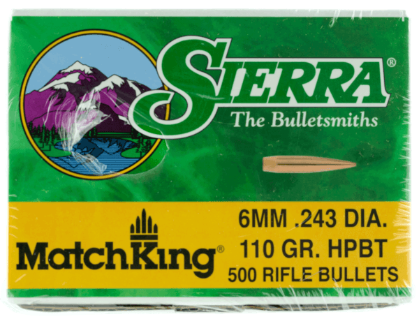 Sierra 1575C MatchKing 6mm .243 110 GR Hollow Point Boat Tail (HPBT) 500 Box