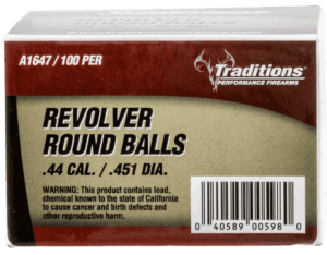 Traditions A1647 Revolver 44 Cal Lead Ball .451 Dia 140 gr 100