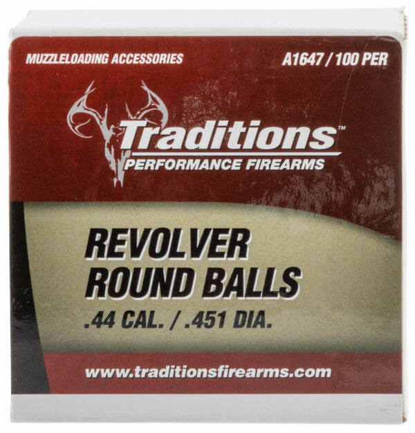 Traditions A1647 Revolver 44 Cal Lead Ball .451 Dia 140 gr 100