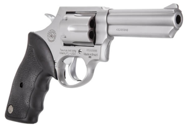 Taurus 2650049 65  38 Special +P or 357 Mag 6 Shot 4 Barrel  Overall Matte Finish Stainless Steel  Finger Grooved Black Rubber Grip  Fixed Sights”