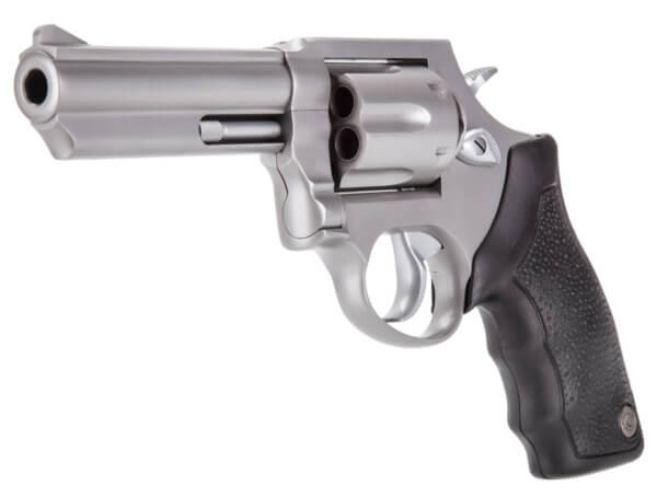Taurus 2650049 65  38 Special +P or 357 Mag 6 Shot 4 Barrel  Overall Matte Finish Stainless Steel  Finger Grooved Black Rubber Grip  Fixed Sights”