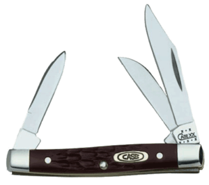 Case 00081 Stockman Small 2″/1.5″/1.49″ Folding Clip/Sheepfoot/Pen Plain As-Ground Stainless Steel Blade/ Brown Jigged Synthetic Handle
