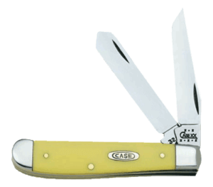 Case 00029 Trapper Mini 2.70″/2.75″ Folding Clip Point/Spey Plain Tumble Polish Chrome Vanadium Steel Blade/Smooth Yellow Synthetic Handle