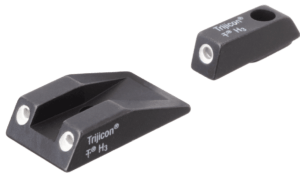 Trijicon 600234 Bright & Tough Steel Sights (No Tritium)- Glock Standard Frames  Black | White Front Sight White  Rear Sight