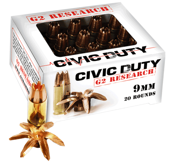G2 Research G00602 Civic Duty Defense 9mm Luger 100 gr Copper Expansion Projectile (CEP) 20rd Box