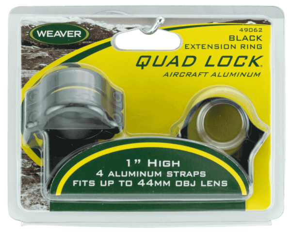 Weaver Mounts 49062 Quad Lock 1″ High Quick Detach Extended Black Aluminum