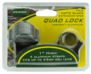 Weaver Mounts 49048 Quad Lock Scope Ring Set High Quick Detach Extended Matte Black Aluminum