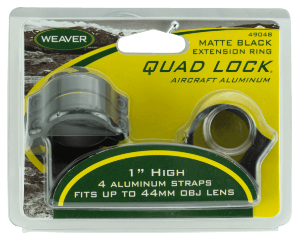 Weaver Mounts 49048 Quad Lock Scope Ring Set High Quick Detach Extended Matte Black Aluminum