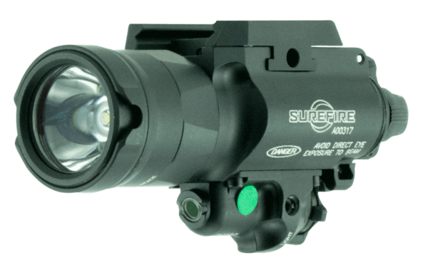 SureFire X400UHAGN X400UH Weapon Light w/Laser 1000 Lumens/5mW Output White LED Light Green Laser Universal/Picatinny Rails Mount Black Anodized Aluminum