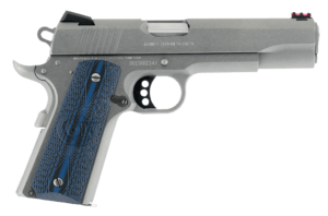 Colt Mfg O1070CCSBT Competition Government 45 ACP 8 1 5″ Stainless National Match Barrel  Stainless Steel Serrated Slide  Blue Titanium Cerakote Stainless Steel Frame w/Beavertail  Gray G10 Grip  Ambidextrous