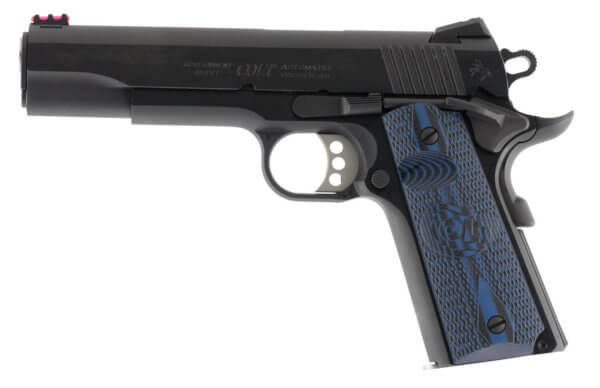 Colt Mfg O1970CCS 1911 Competition 45 ACP 5″ 8+1 Blued Carbon Steel Scalloped Blue Checkered G10 Grip