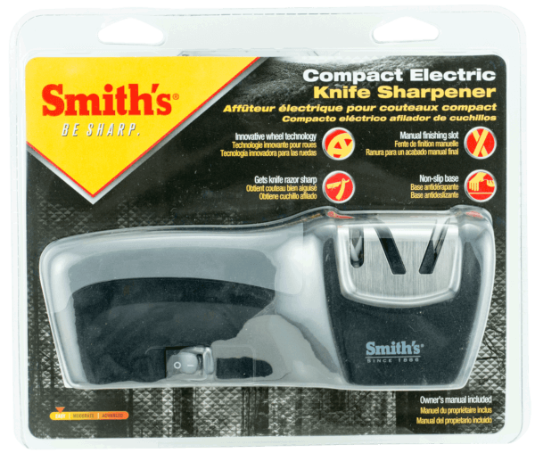Smiths Products 50005 Electric Sharpener Compact Style with Ceramic Coarse Sharpening Material & Gray Synthetic Handle