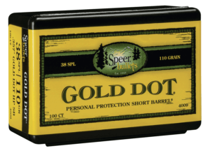 Speer Bullets 4009 Gold Dot Personal Protection 38 Caliber .357 110 GR Hollow Point (HP) 100 Box