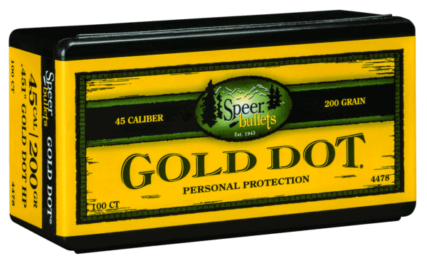 Speer Bullets 4478 Gold Dot Personal Protection 45 Caliber .451 200 GR Hollow Point (HP) 100 Box