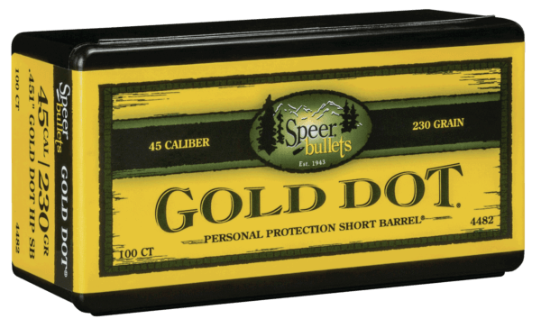 Speer Bullets 4482 Gold Dot Personal Protection 45 Caliber .451 230 GR Hollow Point (HP) 100 Box