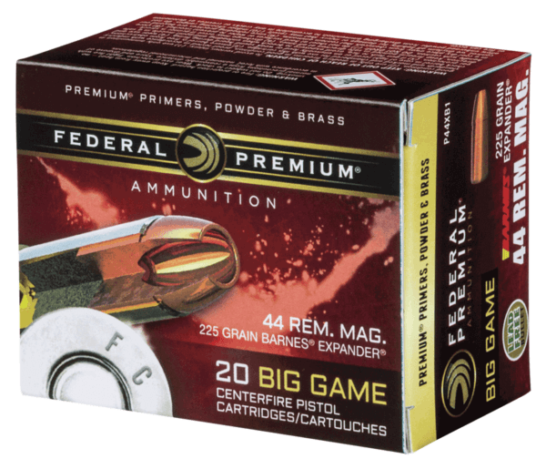Federal P44XB1 Premium Hunting 44 Rem Mag 225 gr Barnes Expander BRX 20rd Box