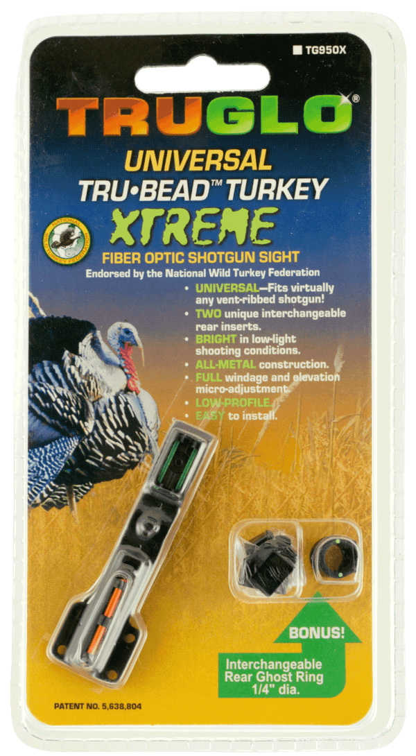 TruGlo TG950X Tru•Bead Universal Shotgun Sights   Black  | Red Fiber Optic Front Sight Green Fiber Optic Rear Sight