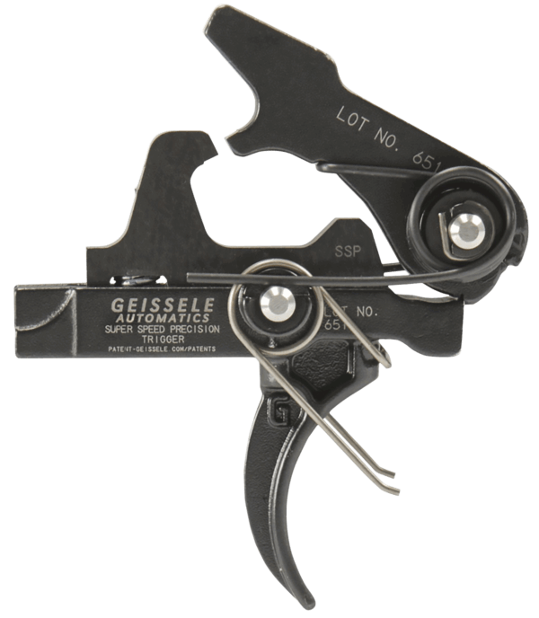 Geissele Automatics 05400 SSP Single-Stage Curved Trigger with 3-3.75 lbs Draw Weight & Black Oxide Finish for AR-Platform