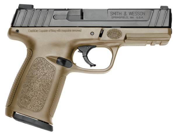 Smith & Wesson 11998 SD9  Compact Frame 9mm Luger 16+1  4 Black Armornite Stainless Steel Barrel & Serrated Slide  Flat Dark Earth Polymer Frame w/Picatinny Rail  FDE Textured Grip  No Safety”