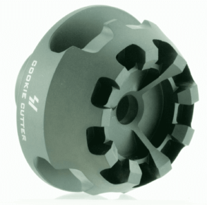 Strike Industries CCCOMP308 Cookie Cutter Comp Black Matte Steel with 5/8-24 tpi Threads  1.57″ OAL & 0.26″ Inside/2.14″ Outside Diameter for 308 Win  7.62x51mm NATO AR-Platform”