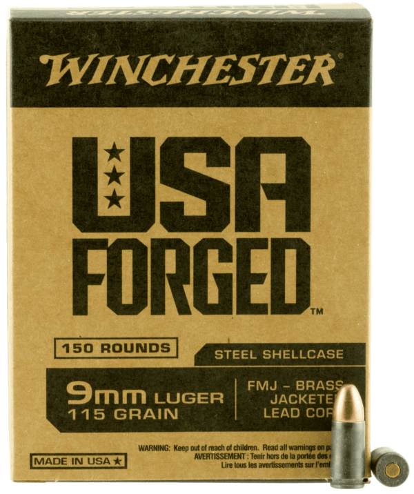 Winchester Ammo WIN9S USA Forged 9mm Luger 115 gr Full Metal Jacket (FMJ) 150rd Box