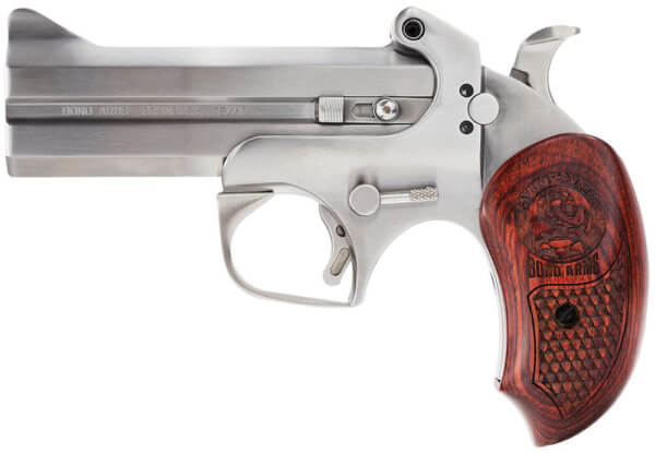 Bond Arms BASS4 Snakeslayer IV 45 Colt (LC) 2rd 4.25″ Barrel Stainless Metal Finish Blade Front/Fixed Rear Sights Automatic Extractors & Rebounding Hammer Extended Rosewood Grip Manual Safety