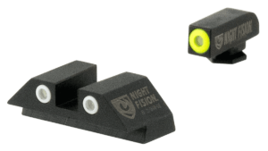 Night Fision GLK001003YGW Tritium Night Sights For Glock Black | Green Tritium Yellow Ring Front Sight Green Tritium White Ring Rear Sight