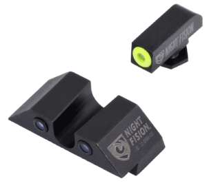 Night Fision GLK004003WGZ Suppressor Height Sights For Glock Black | Green Tritium White Ring Front Sight Green Tritium Black Ring Rear Sight