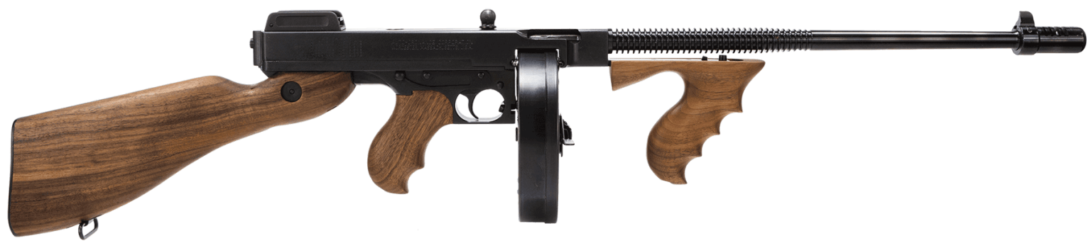 Thompson T1D 1927A-1 Deluxe 45 ACP Caliber with 16.50″ Barrel  10+1 Capacity (Drum)  Blued Metal Finish  American Walnut Stock Wood Grip Right Hand