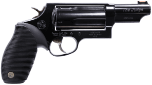 Taurus 2441031MAG Judge Magnum 45 Colt (LC) Caliber or 2.50/3″ 410 Gauge with 3″ Barrel 5rd Capacity Cylinder Overall Matte Black Oxide Finish Steel Black Ribber Grip & Fiber Optic Front Sight