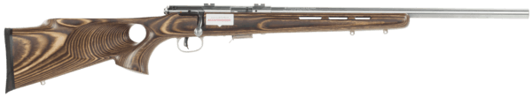 Savage Arms 94725 93 BTVS 22 WMR Caliber with 5+1 Capacity  21 Barrel  Satin Stainless Metal Finish  Fixed Thumbhole Natural Brown Laminate Stock & AccuTrigger Right Hand (Full Size)”