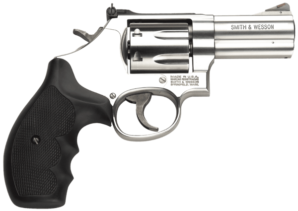 Smith & Wesson 164300 M686 Plus L-Frame 38 S&W Spl +P/357 Mag 7rd, 3″ Satin Stainless Steel Barrel, Cylinder & Frame, Black Finger Groove Grip