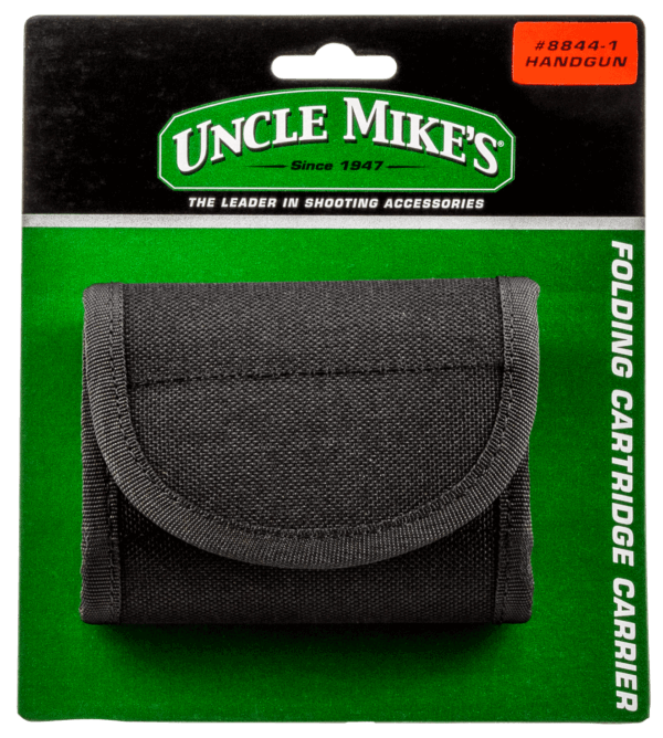 Uncle Mike’s 88451 Folding Cartridge Carrier  made of Nylon with Black Finish & Hook/Loop Closure for Rifles