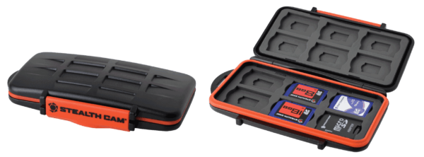 Stealth Cam STCMCSC Memory Card Storage Case Black/Red Black/Orange Polycarbonate Includes 12 Full Sized SD Cards