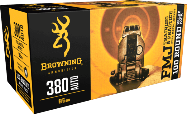 Browning Ammo B191803804 BPT Performance Target 380 ACP 95 gr Full Metal Jacket (FMJ) 100rd Box
