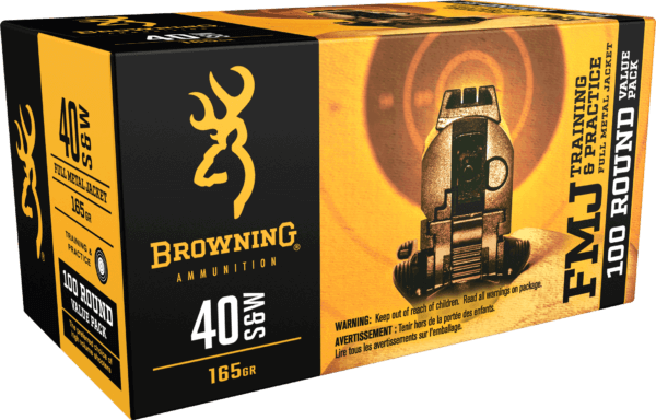 Browning Ammo B191800404 FMJ Value Pack 40 S&W 165 gr Full Metal Jacket 100rd Box Value Pack